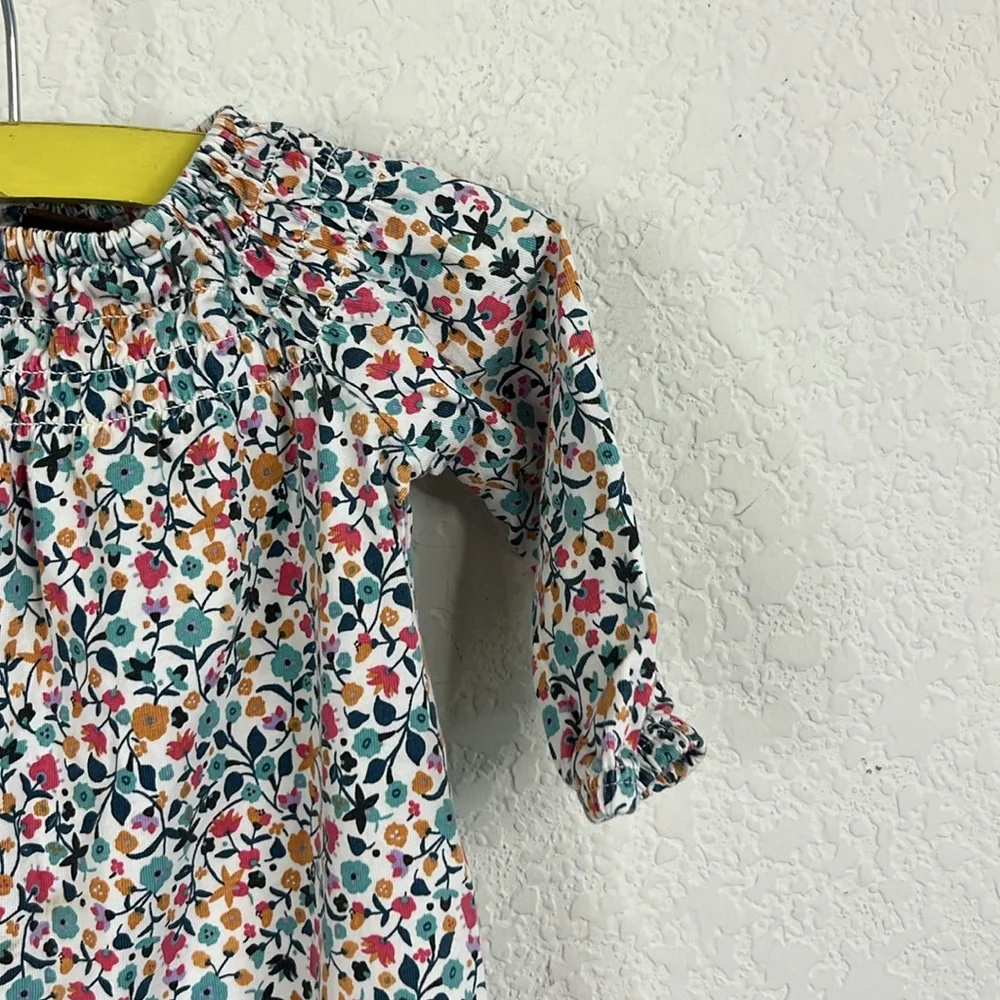 Tea Collection Floral Romper One Pc Smocked Long Sleeve Playsuit